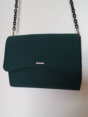 SAVE MY BAG Bella Maxi Crossbody Purse w/Detachable Chain; Dark Green